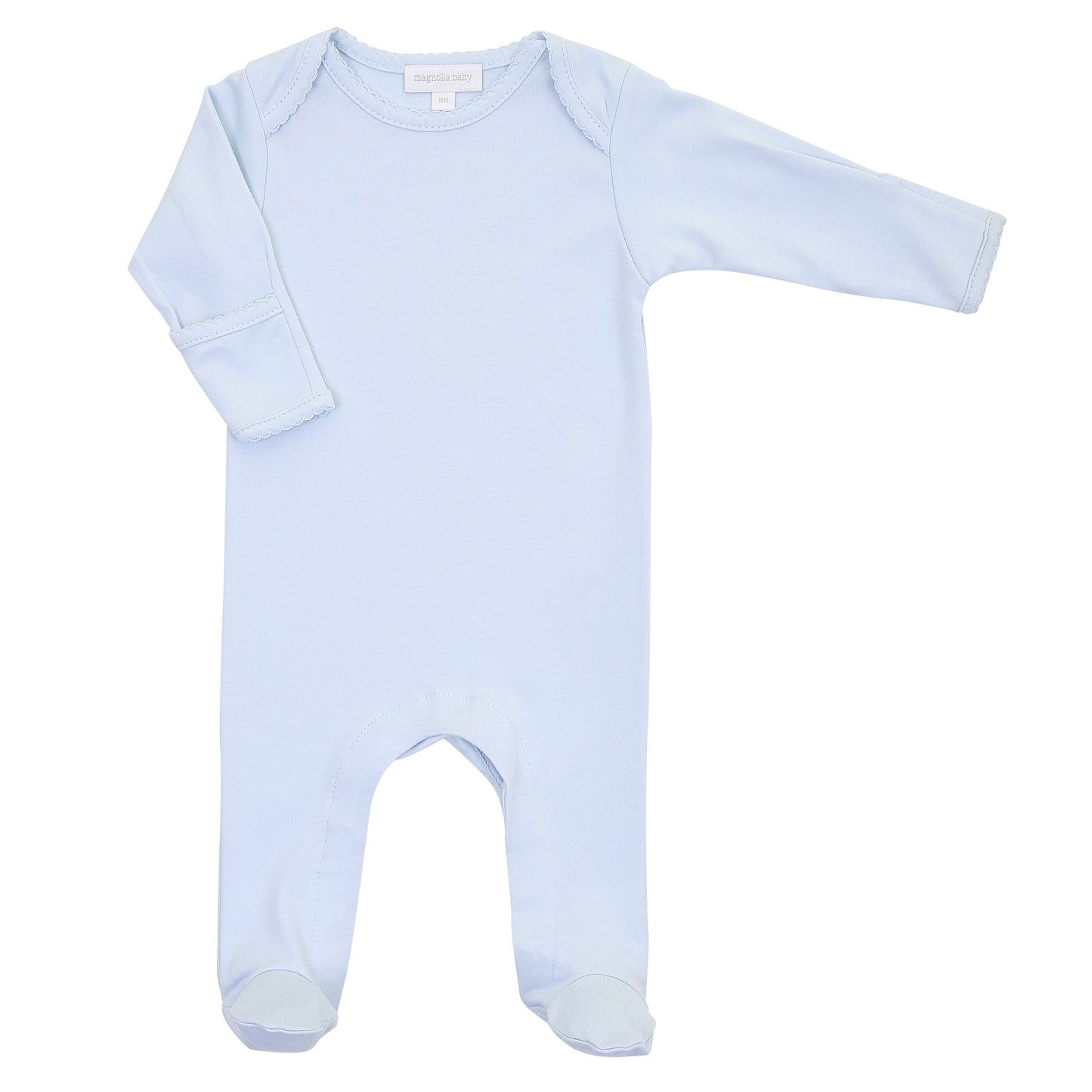 Solid Essentials Lap Footie - Light Blue with Light Blue Trim - Magnolia Baby Boy