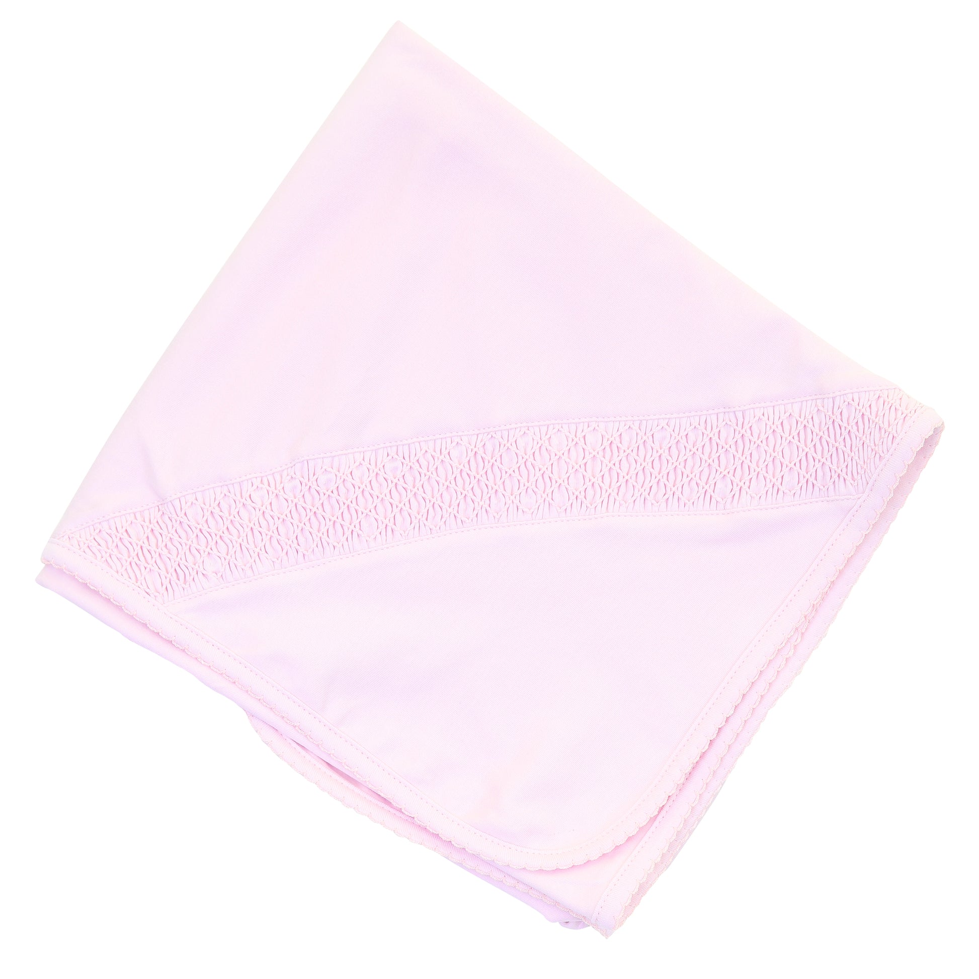 Solid Essentials Smocked Blanket - Pink with Pink Trim - Magnolia Baby Girl