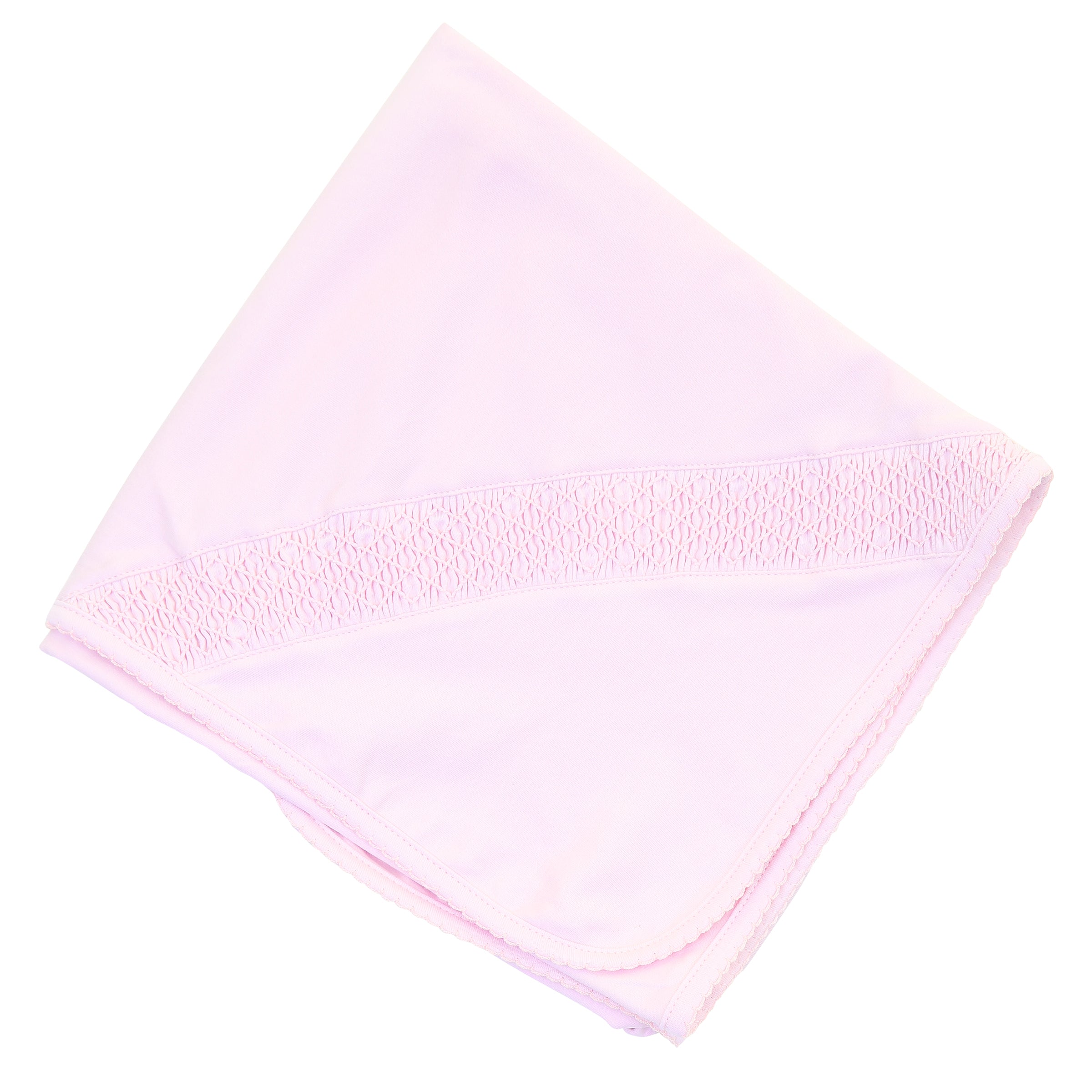 Solid Essentials Smocked Blanket - Pink with Pink Trim - Magnolia Baby Girl