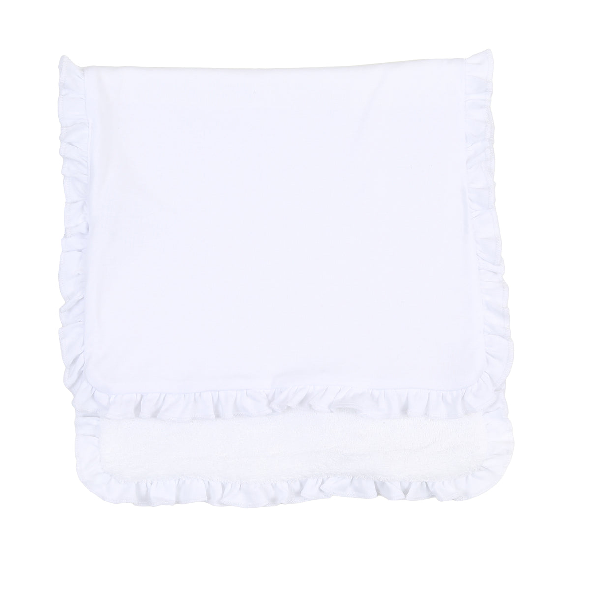 Essentials White Ruffle Burp Cloth with White Trim