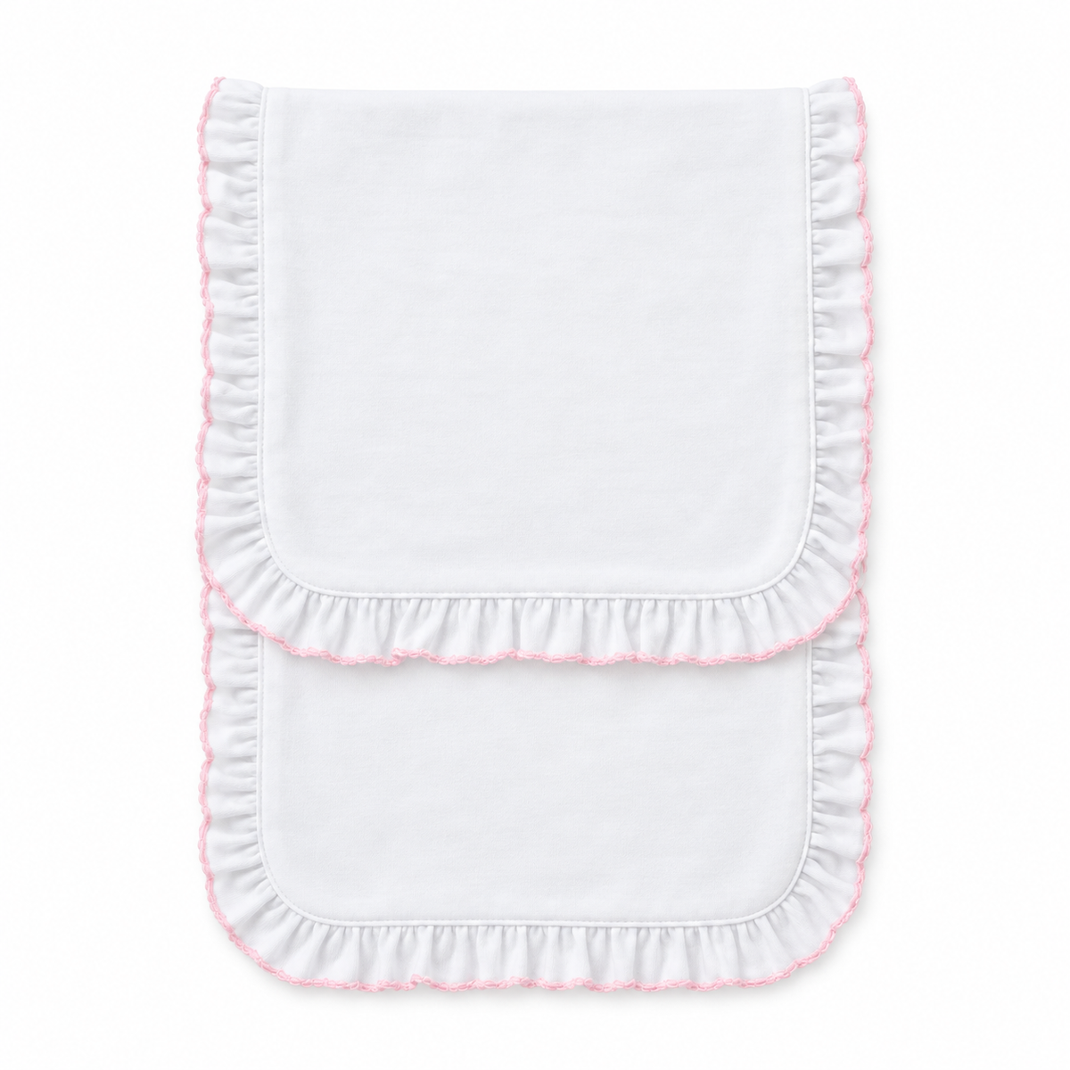 Essentials White Ruffle Burp Cloth with Pink Trim
