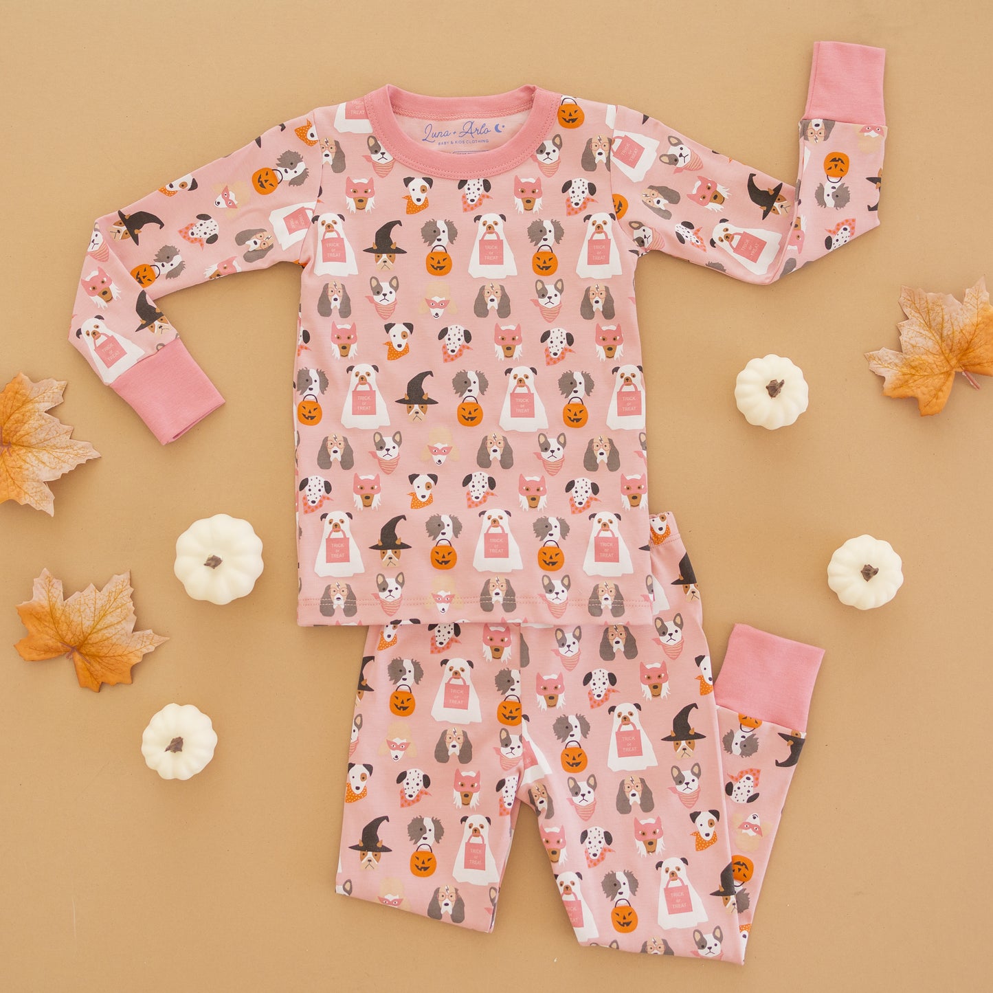 Halloween Hounds Long Pajamas - Dusty Rose