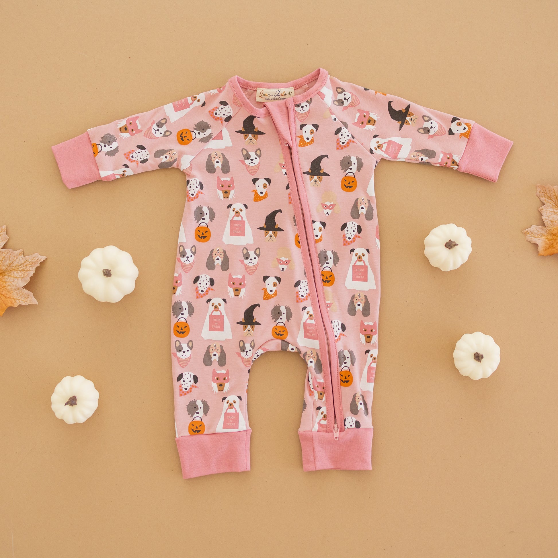 Halloween Hounds Zip Playsuit - Dusty Rose Luna And Arlo Girl