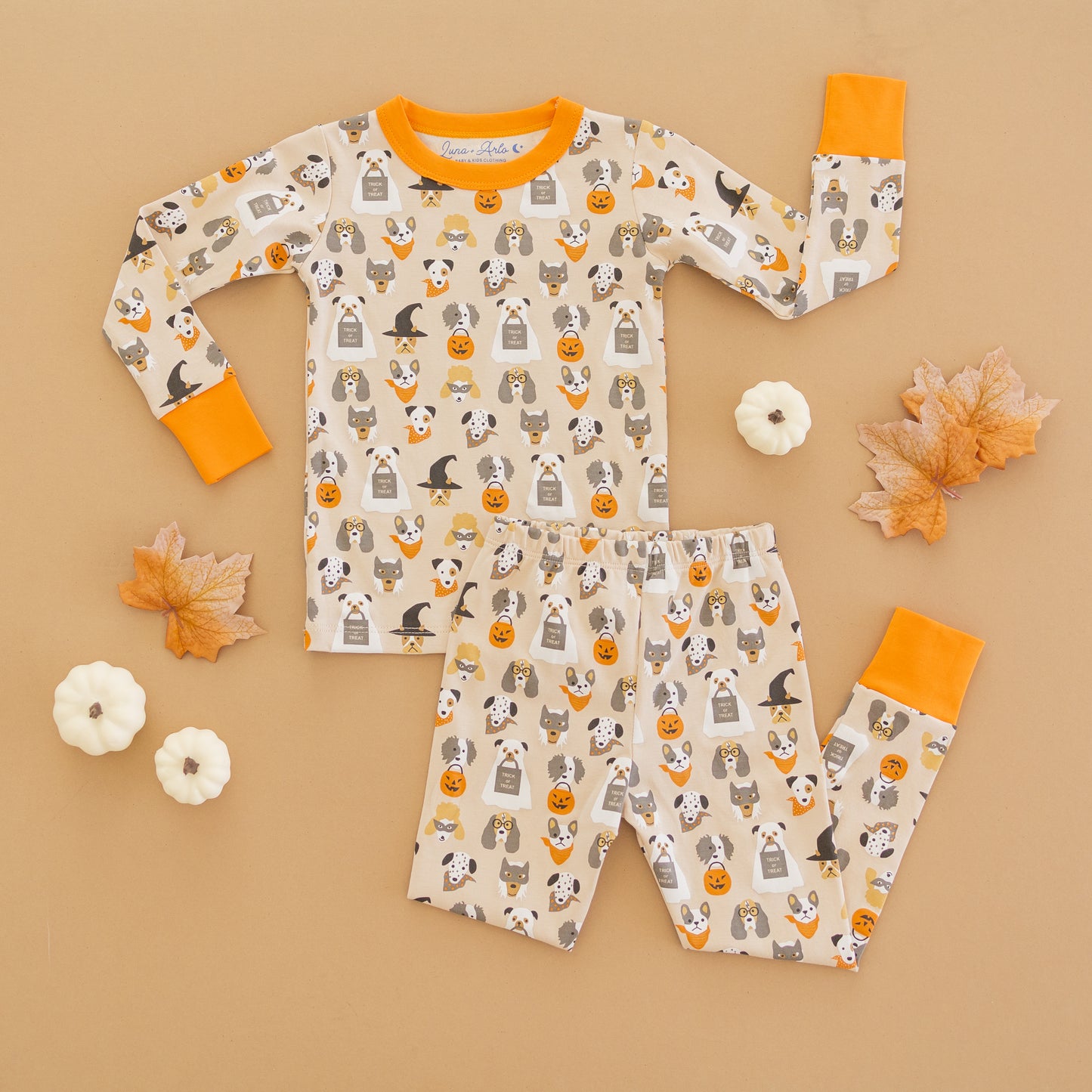 Halloween Hounds Long Pajamas - Driftwood