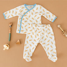  Teddy Kimono Footed Pant Set - Blue by Luna and Arlo