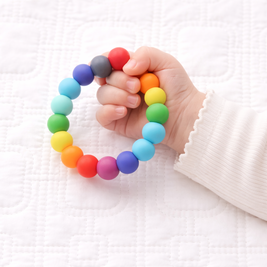 Rainbow Beads Silicone Teething Ring