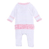 Alligator Pie Embroidered Ruffle Footie - Pink