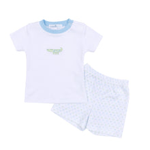  Alligator Pie Embroidered Short Set - Light Blue