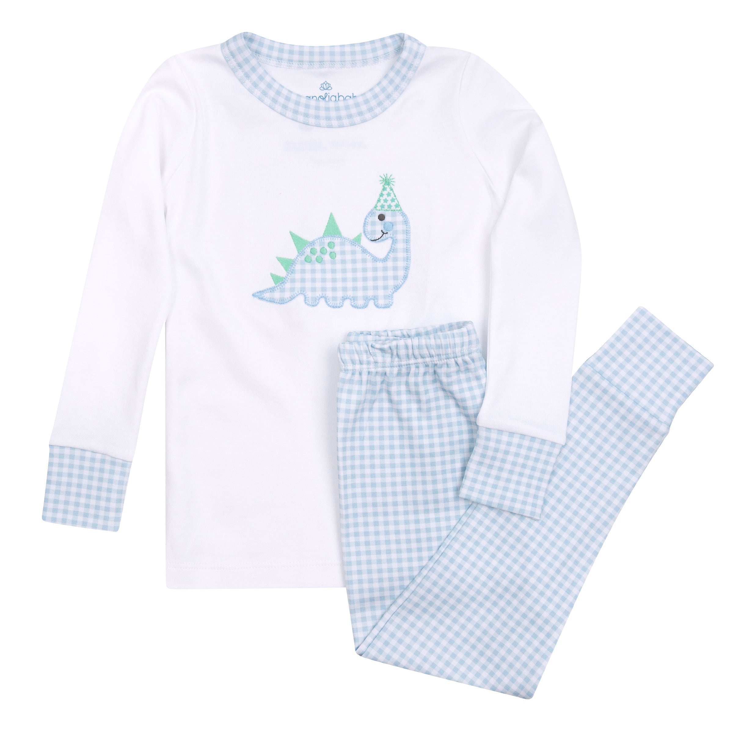 Partysaurus! Applique Long Pajamas - Light Blue