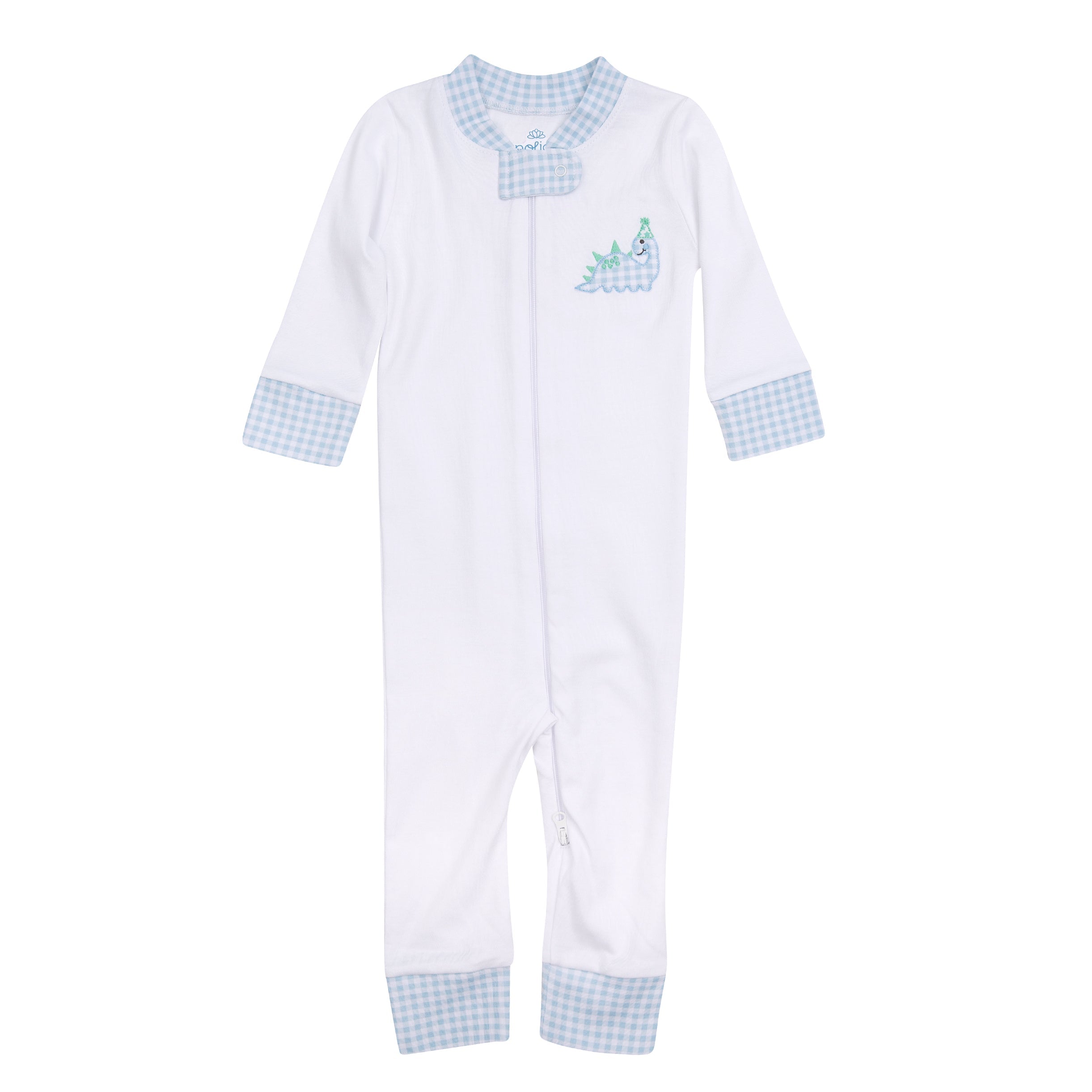 Partysaurus! Applique Zip Pajamas - Light Blue