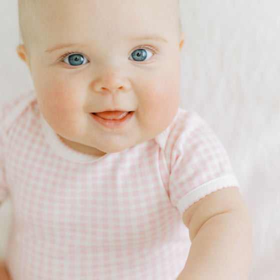 Mini Checks Lap Bodysuit - Pink