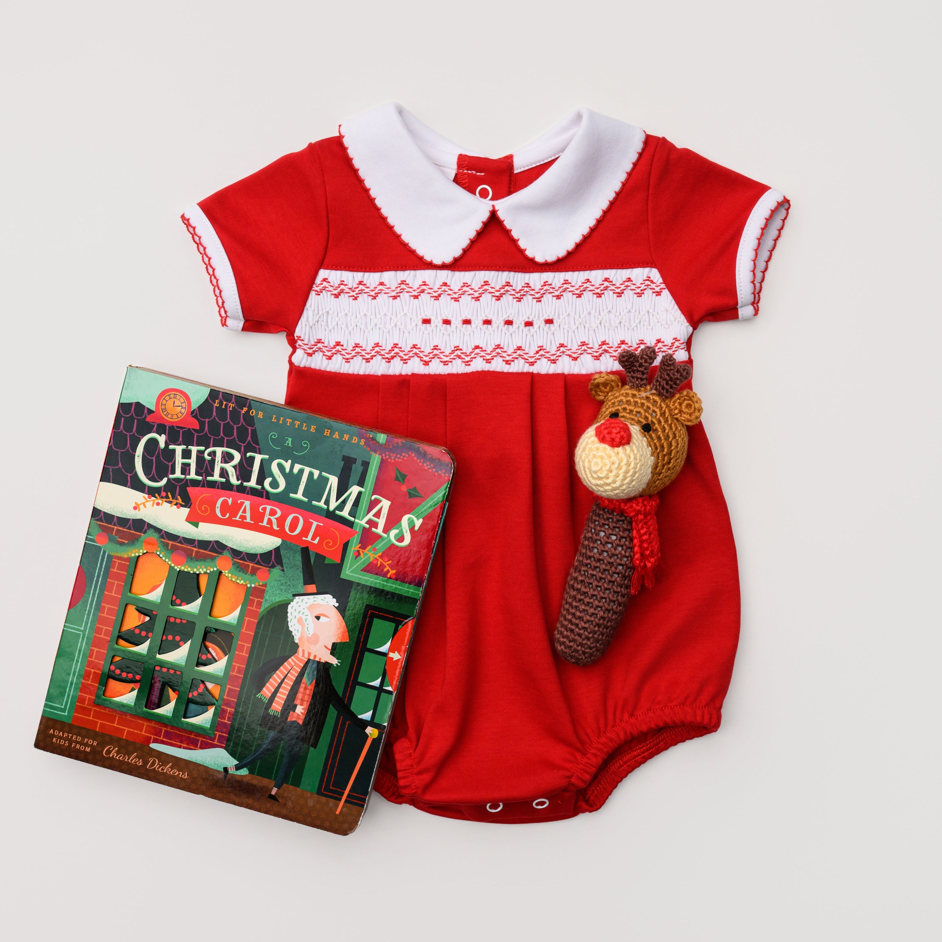 Chris Classics Smocked Bubble with Christmas Carol Book and Holiday Rattle Set
