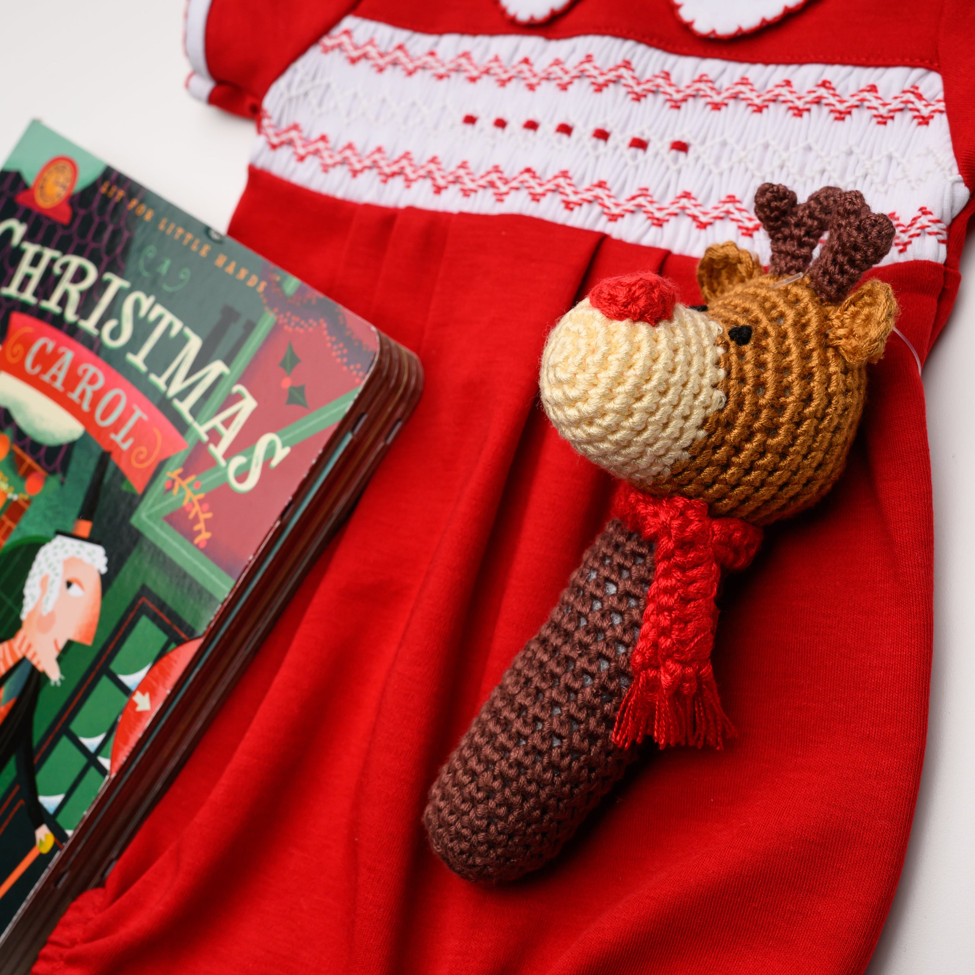 Chris Classics Smocked Bubble with Christmas Carol Book and Holiday Rattle Set