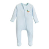 Mini Mallard Embroidered Zip Footie - Light Blue