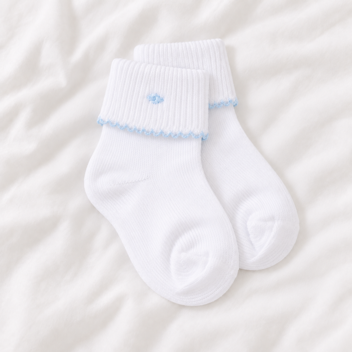 Benjamin Hand-Embroidered Socks - Light Blue