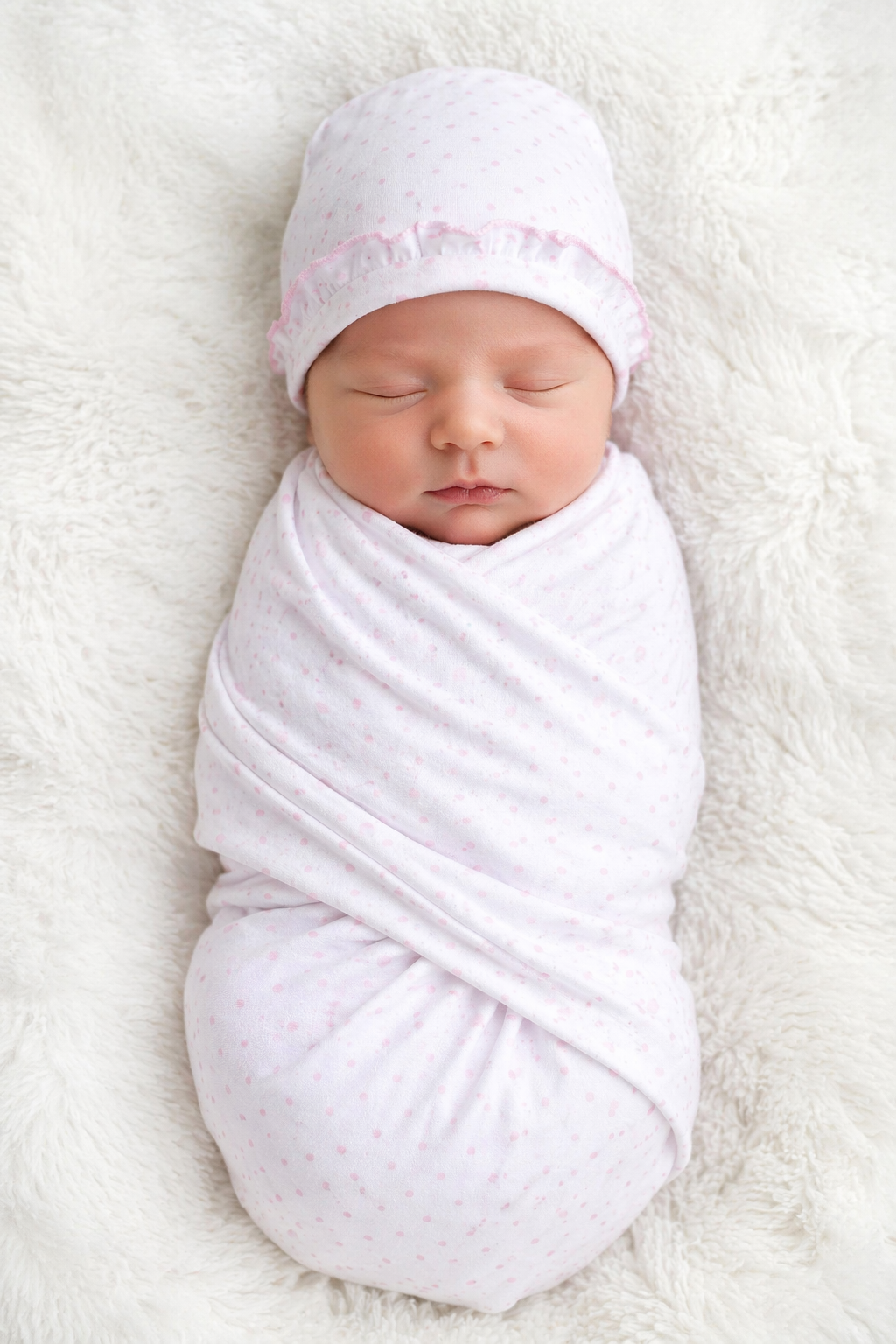 Essentials Pink Mini Dots Swaddle Gift Set