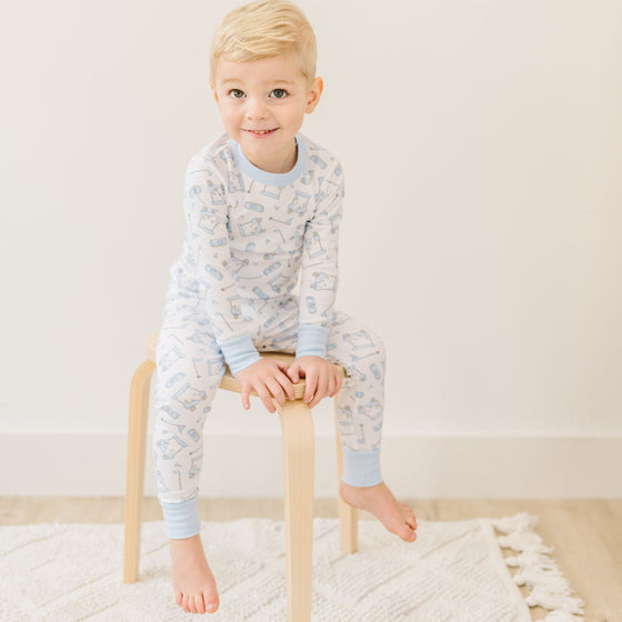 Putting Around Infant/Toddler Long Pajamas - Blue