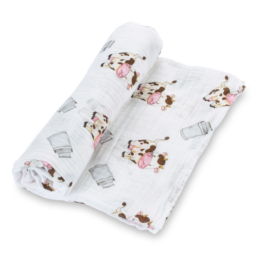 The Cow Goes Moo Baby Muslin Swaddle Blanket