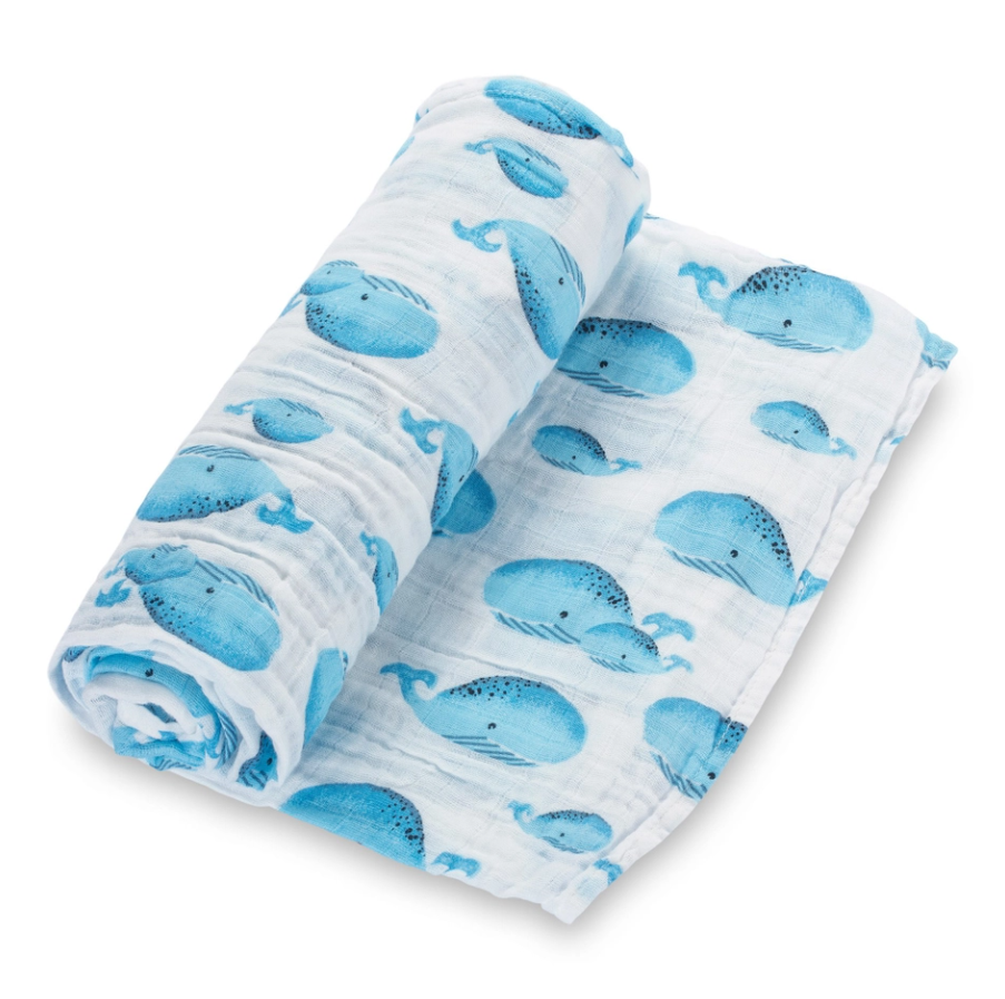 Whale, Whale, Whale Baby Muslin Swaddle Blanket