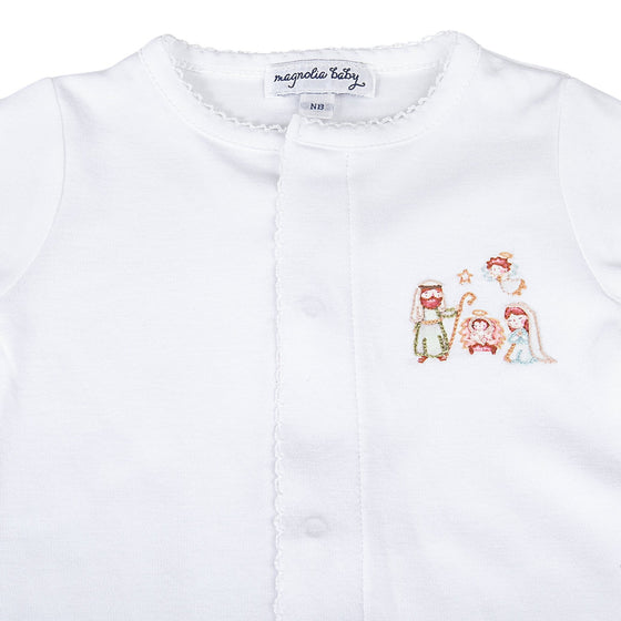 A Child is Born Embroidered Footie - Magnolia BabyFootie