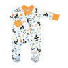 A Little Bit Batty Print Zipped Footie - Blue - Magnolia BabyFootie