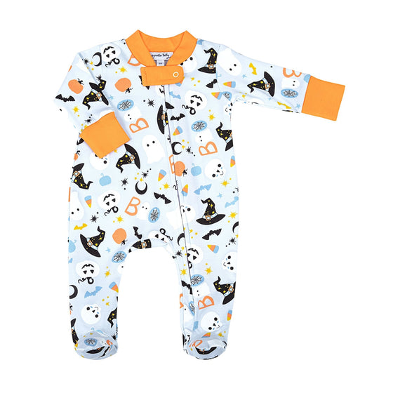 A Little Bit Batty Print Zipped Footie - Blue - Magnolia BabyFootie