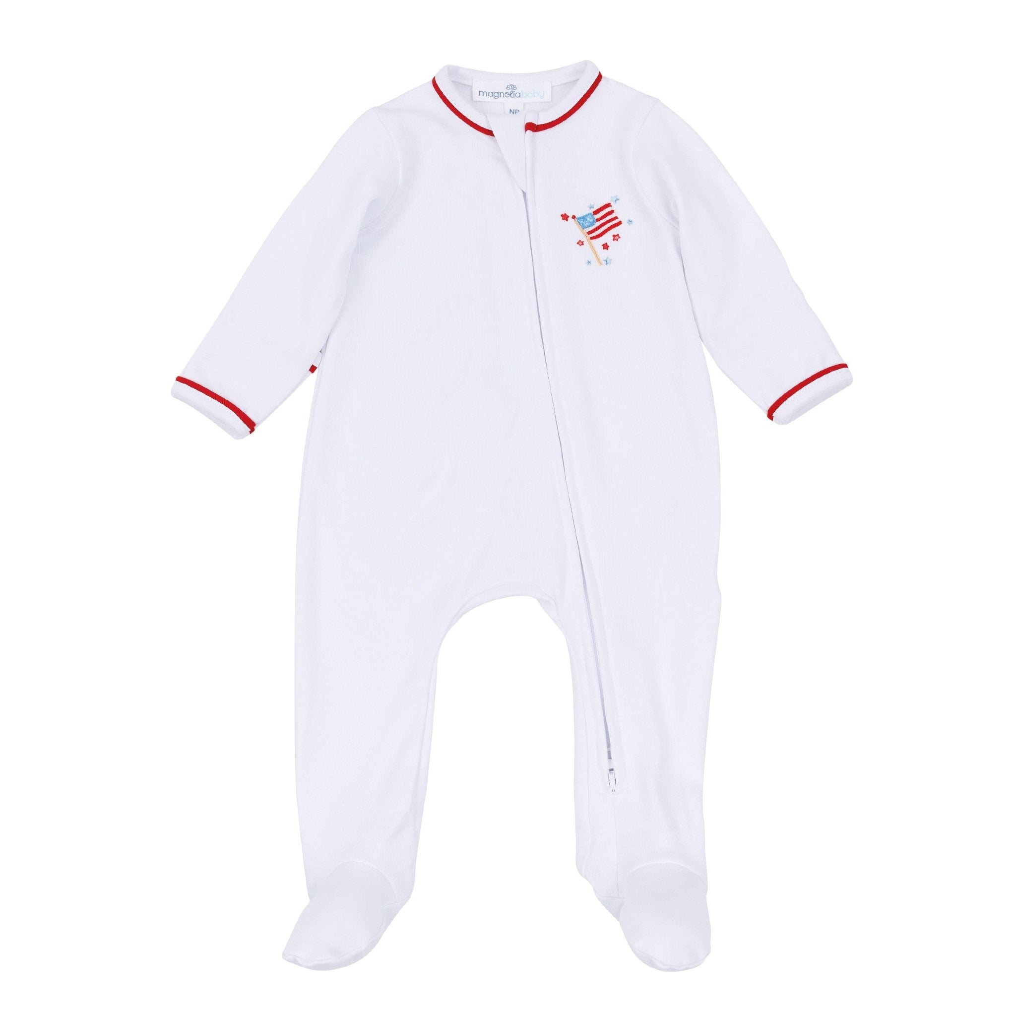 A Sparkly Fourth Zip Footie - Magnolia BabyFootie