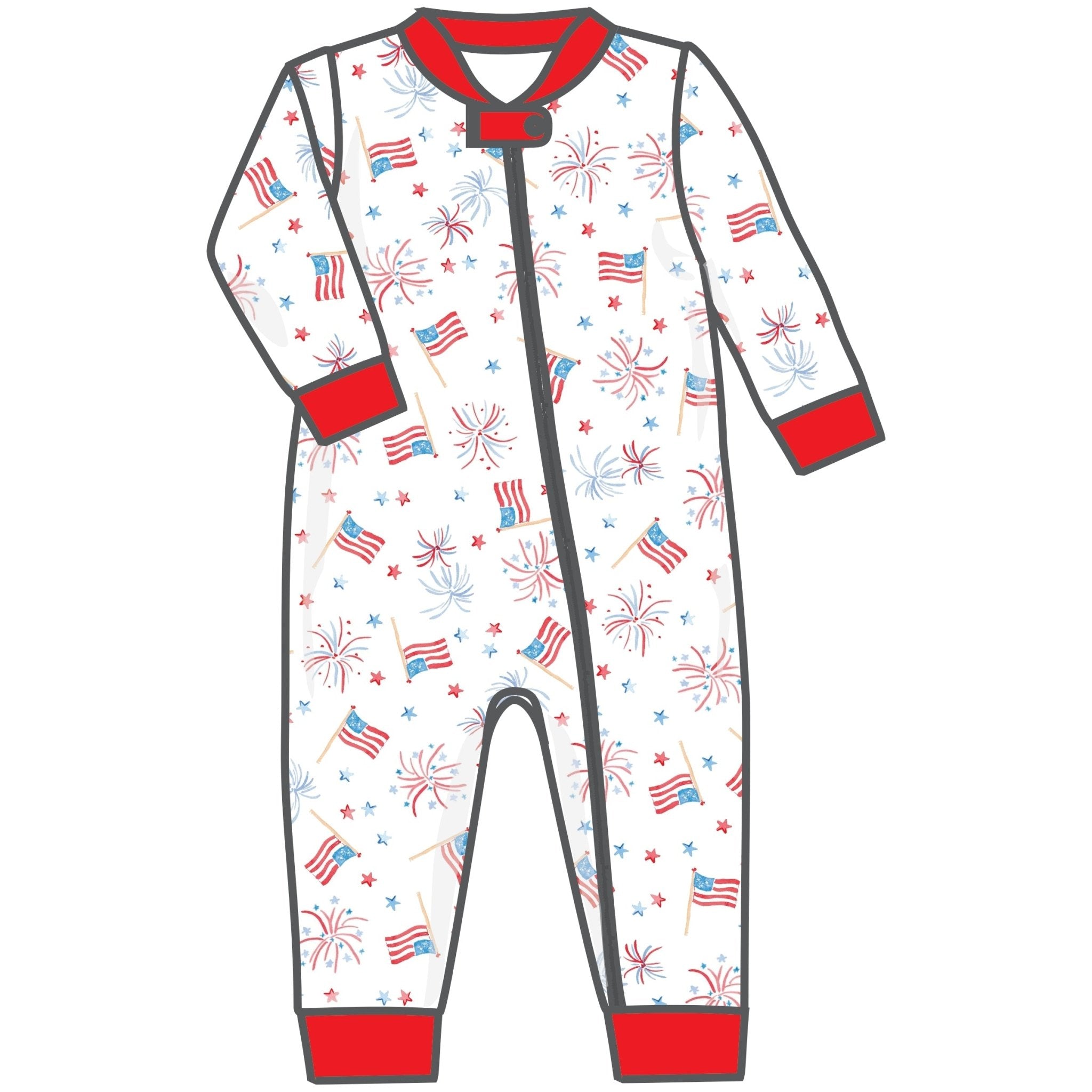 A Sparkly Fourth Zip Pajamas - Magnolia BabyZipper Pajamas