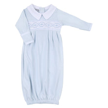  Abby & Alex Blue Smocked Collared Long Sleeve Pleated Gown - Magnolia BabyGown