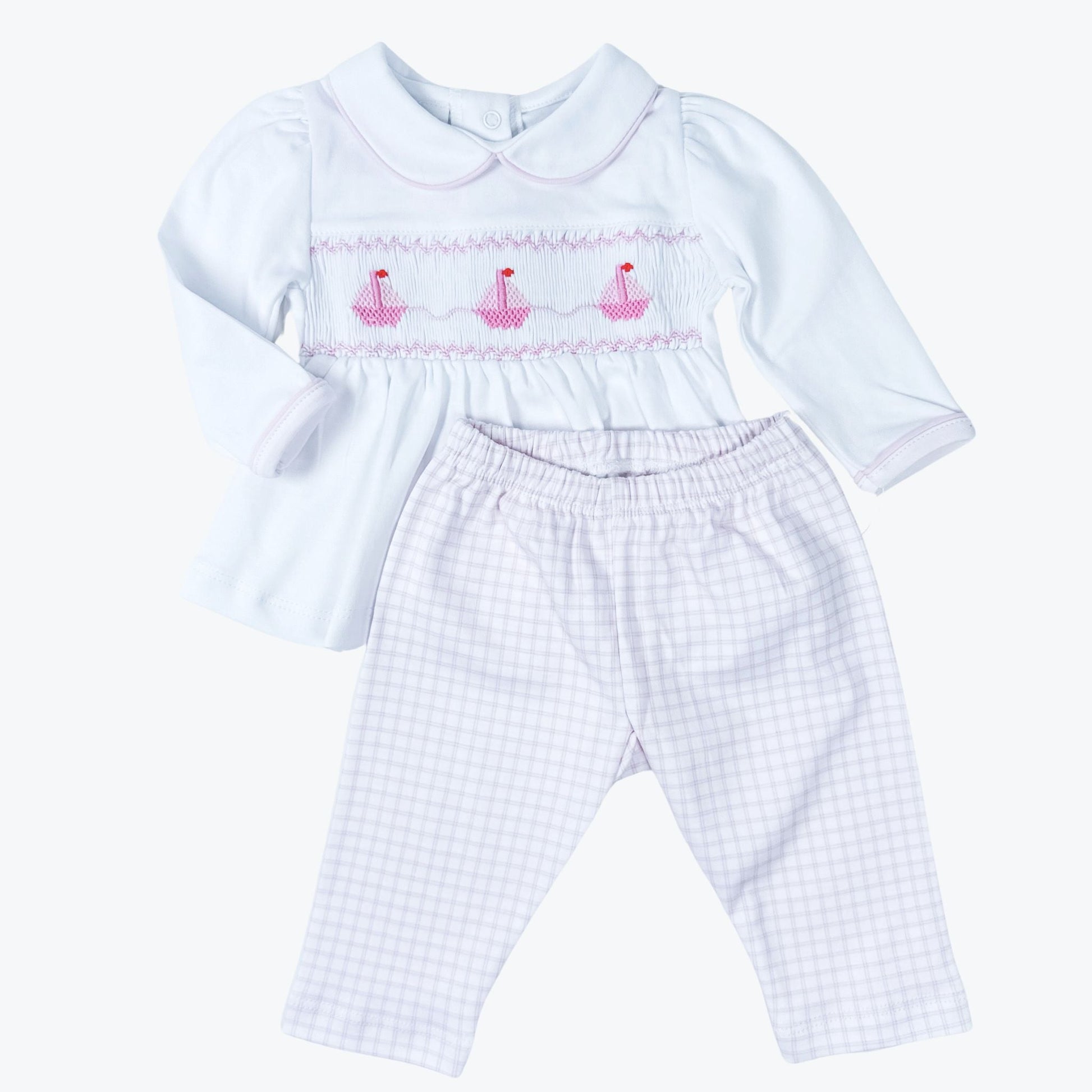 Ahoy Baby Classics Smocked 2pc Pant Set - Pink - Magnolia BabyPant Set