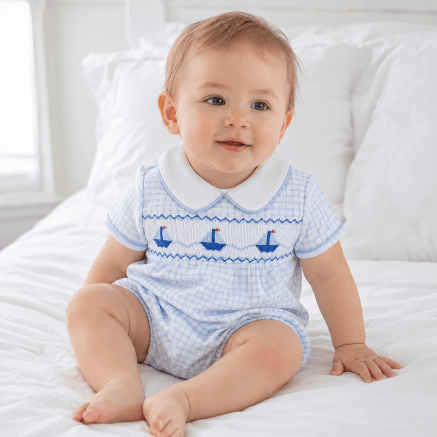 Magnolia Baby_Ahoy Baby Classics Smocked Bubble - Light Blue_1