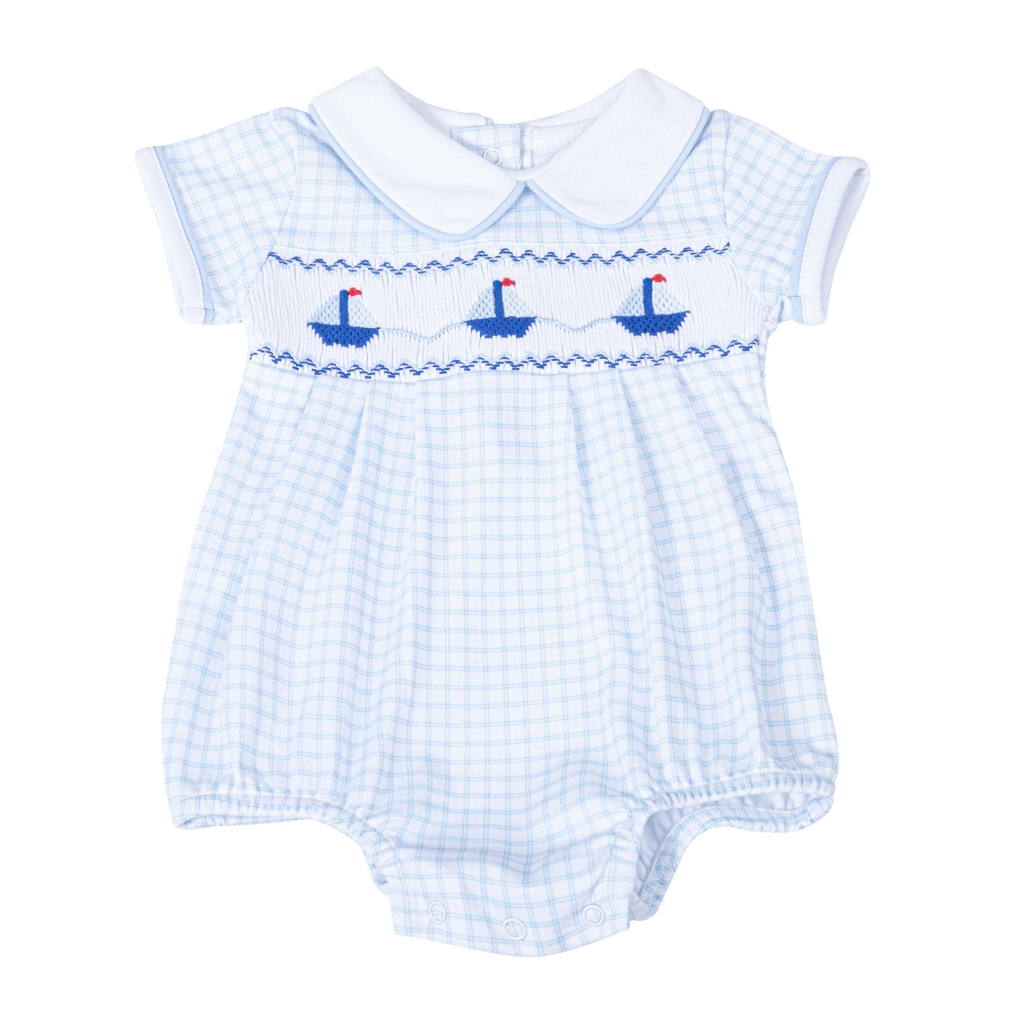 Magnolia Baby_Ahoy Baby Classics Smocked Bubble - Light Blue_2