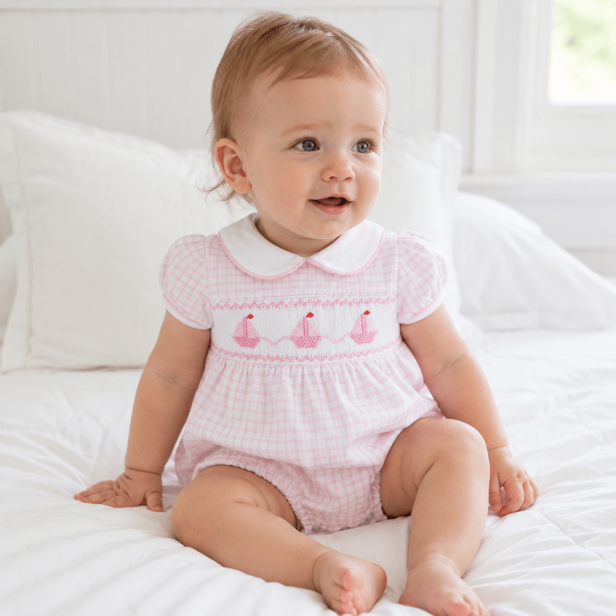 Magnolia Baby_Ahoy Baby Classics Smocked Bubble - Pink_1