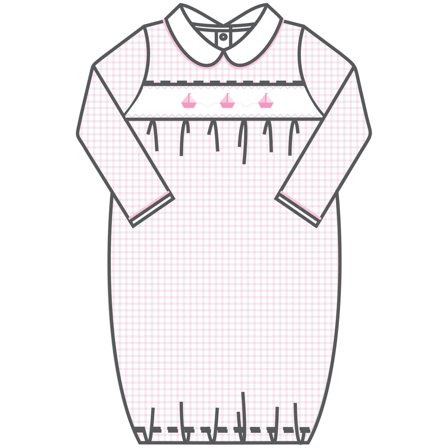 Ahoy Baby Classics Smocked Gathered Gown - Pink - Magnolia BabyGown