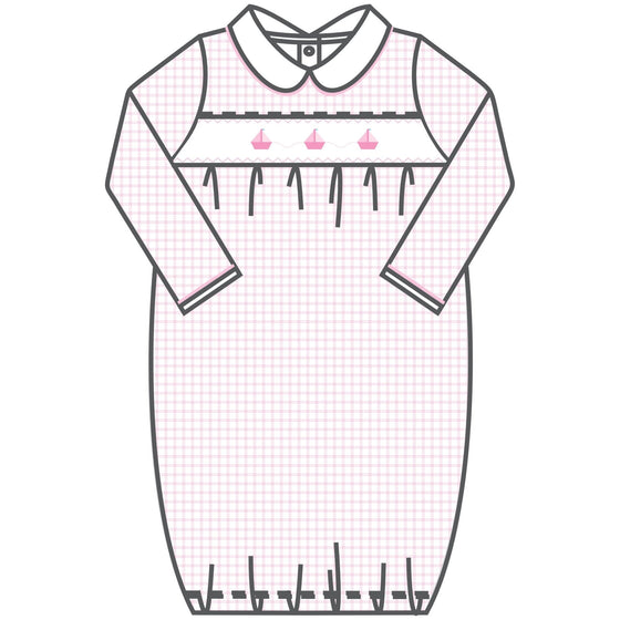 Ahoy Baby Classics Smocked Gathered Gown - Pink - Magnolia BabyGown
