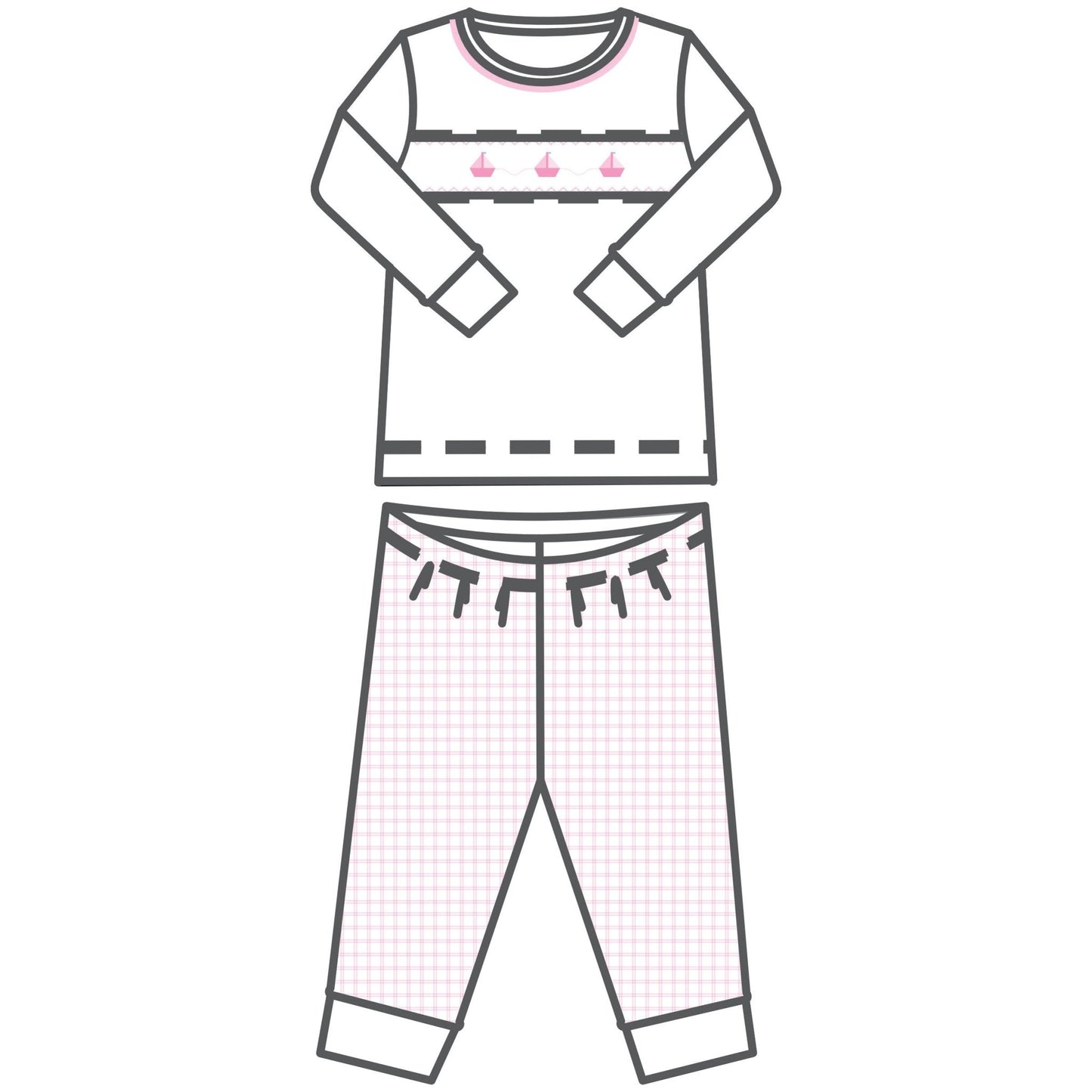Ahoy Baby Classics Smocked Long Pajama - Pink - Magnolia BabyLong Pajamas