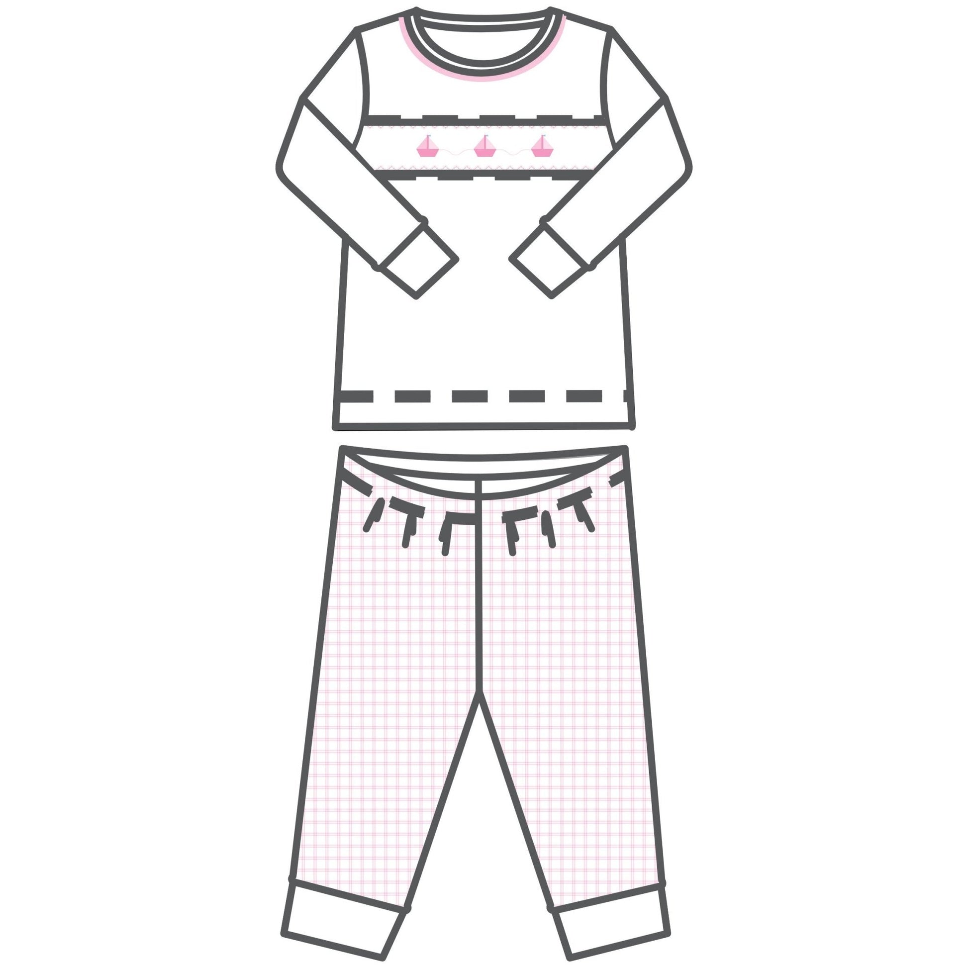 Ahoy Baby Classics Smocked Long Pajama - Pink - Magnolia BabyLong Pajamas