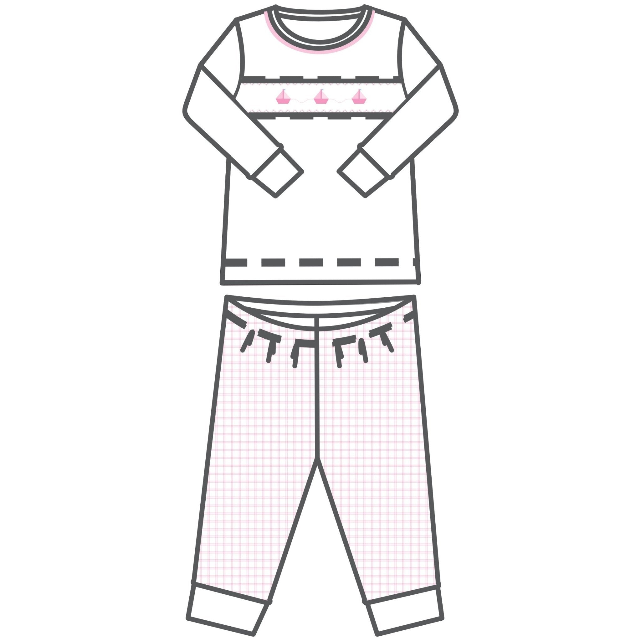 Ahoy Baby Classics Smocked Long Pajama - Pink - Magnolia BabyLong Pajamas