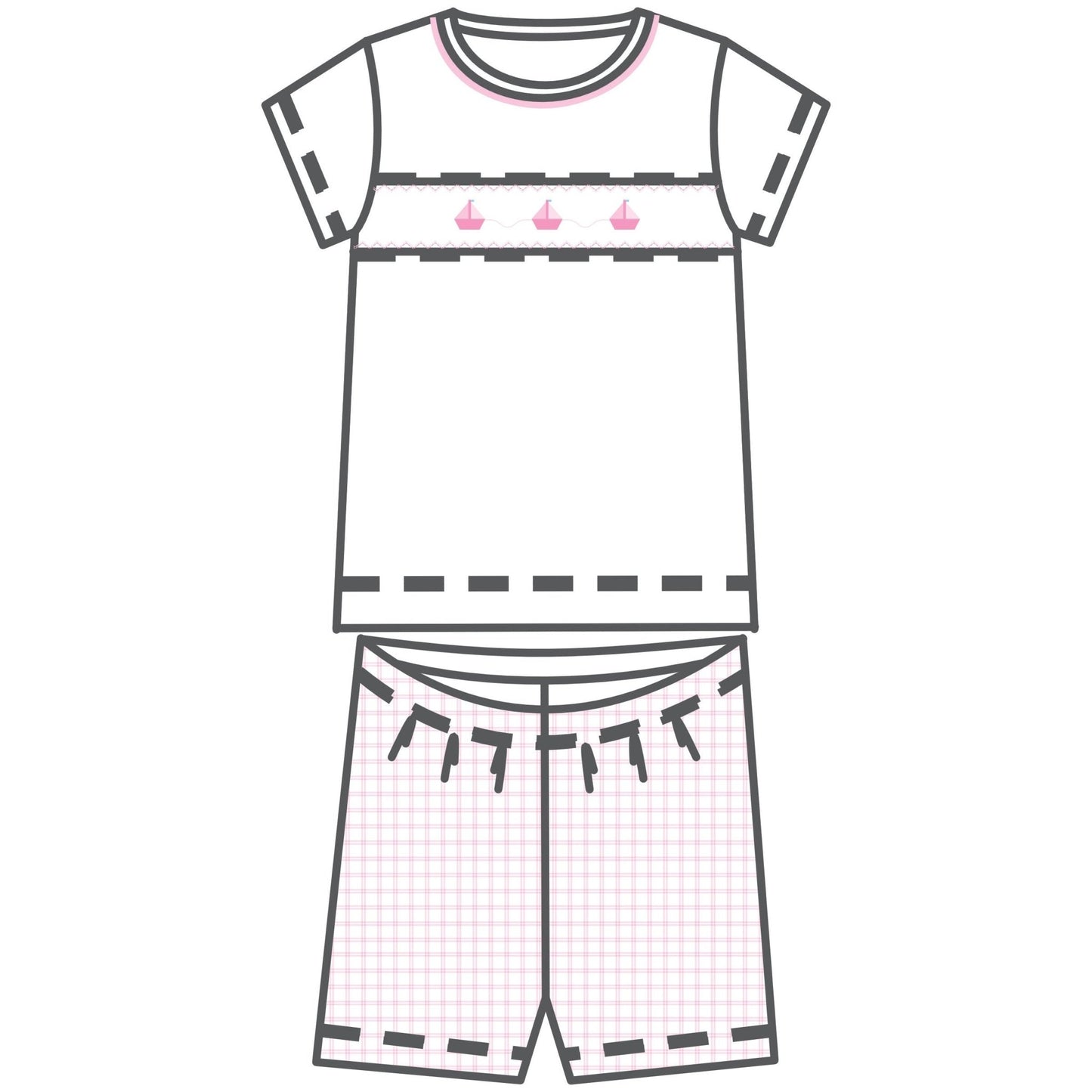 Ahoy Baby Classics Smocked Short Pajamas - Pink - Magnolia BabyShort Pajamas
