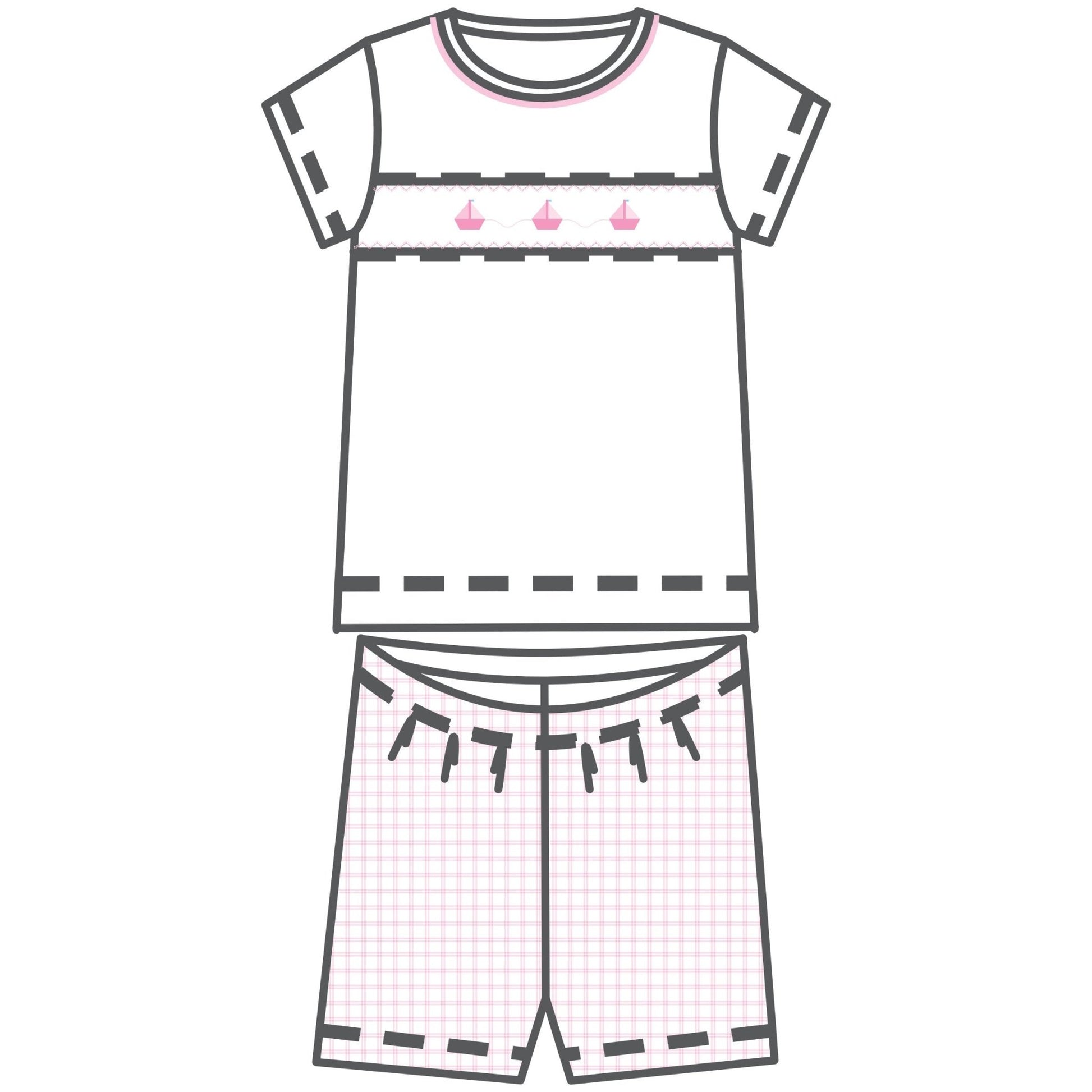 Ahoy Baby Classics Smocked Short Pajamas - Pink - Magnolia BabyShort Pajamas