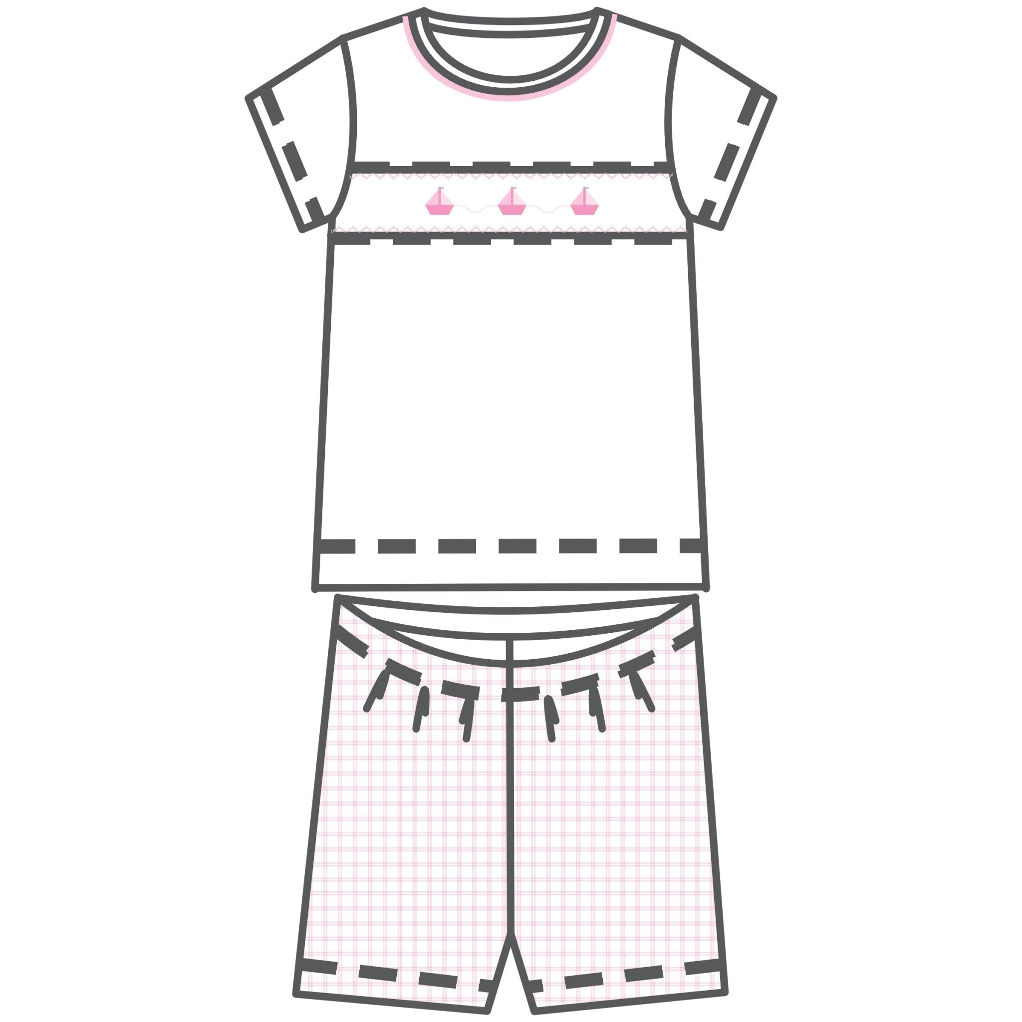 Ahoy Baby Classics Smocked Short Pajamas - Pink - Magnolia BabyShort Pajamas