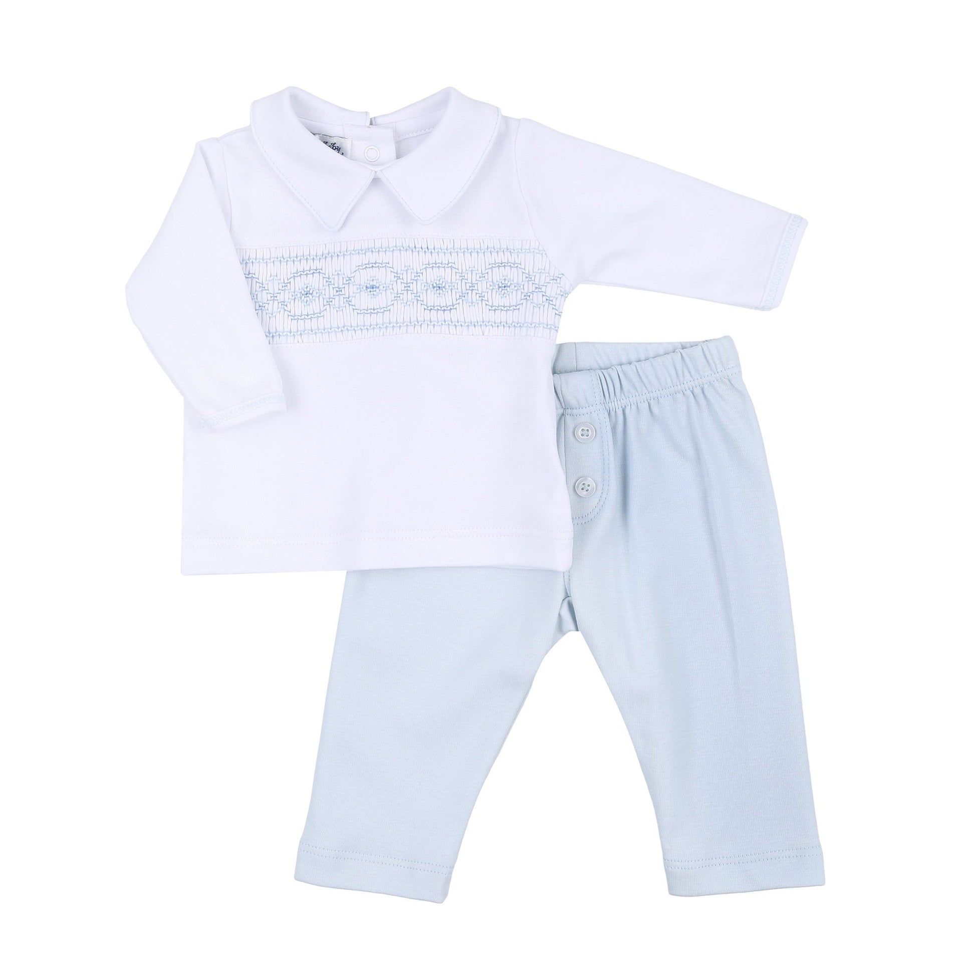 Alex Smocked Collared 2pc Pant Set - Magnolia Baby2pc Pant Set