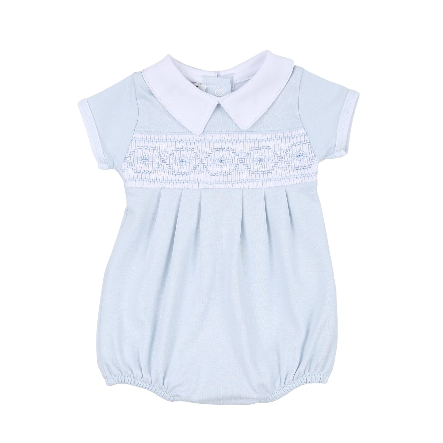 Alex Smocked Collared Short Sleeve Bubble - Magnolia BabyBubble