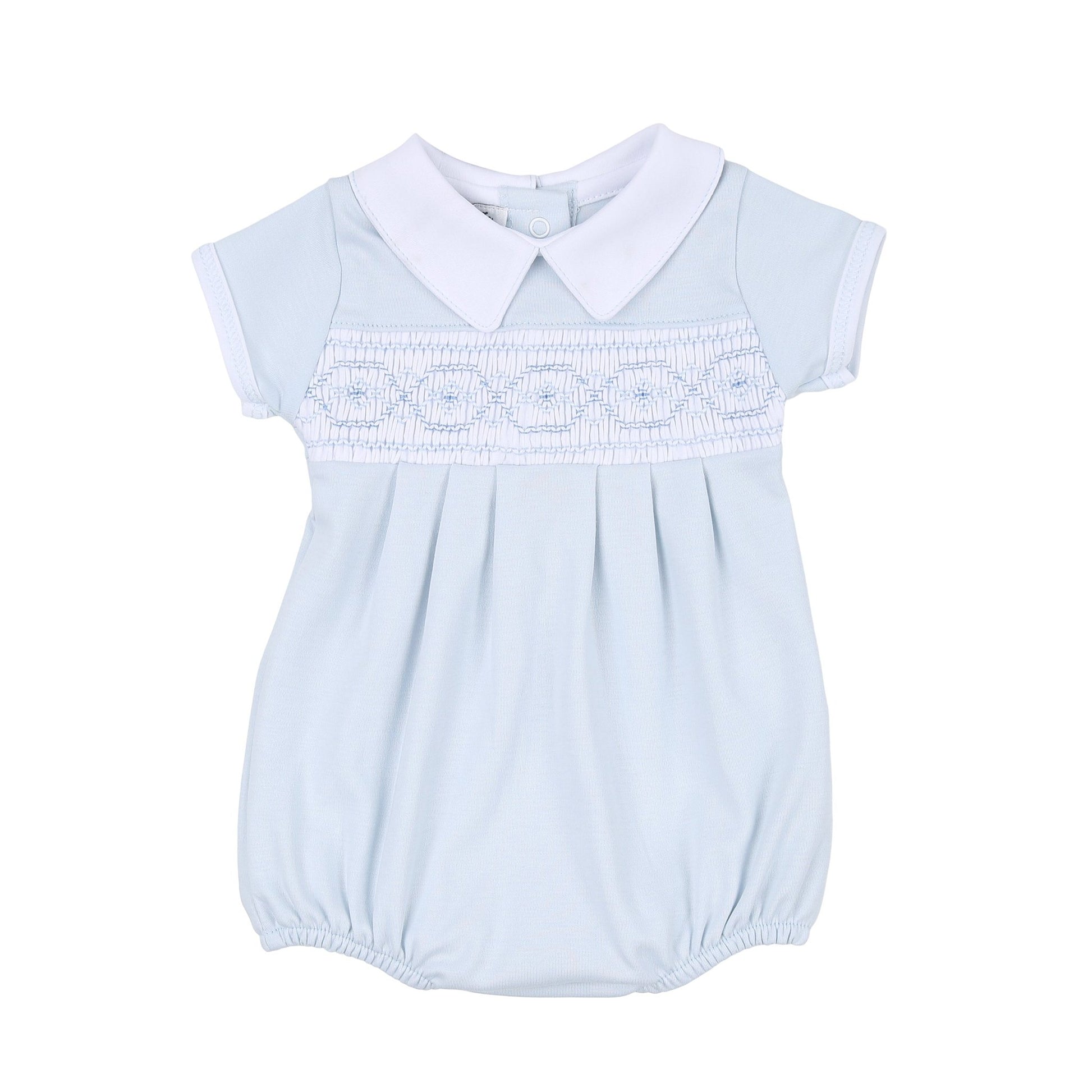 Alex Smocked Collared Short Sleeve Bubble - Magnolia BabyBubble