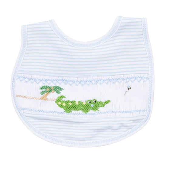 Alligator Classics Smocked Bib - Blue - Magnolia BabyBib