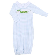  Alligator Classics Smocked Collared Long Sleeve Gown - Blue - Magnolia BabyGown