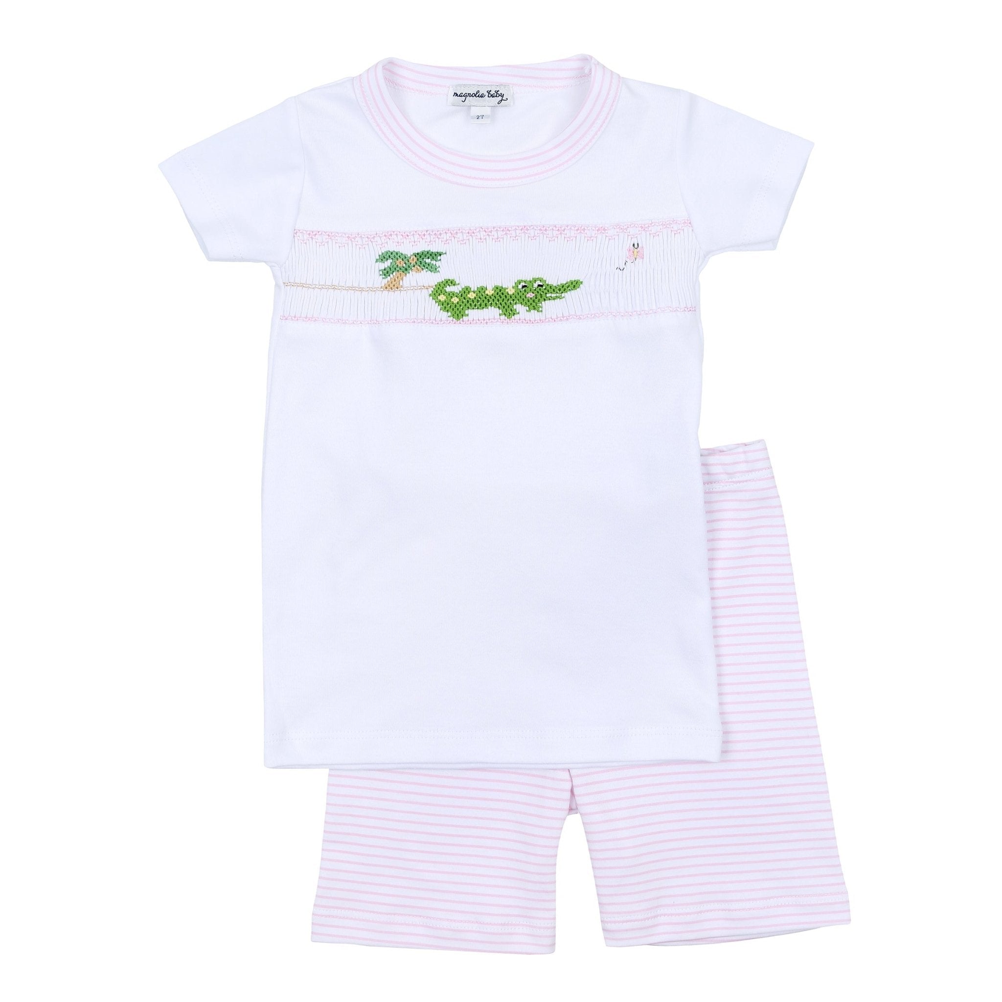 Alligator Classics Smocked Short Pajamas - Pink - Magnolia BabyShort Pajamas