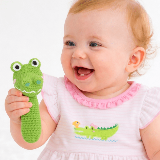 Alligator Crochet Stick Rattle - Magnolia BabyRattle