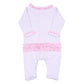 Alligator Friends Pink Embroidered Ruffle Footie