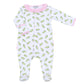 Alligator Friends Pink Print Ruffle Footie